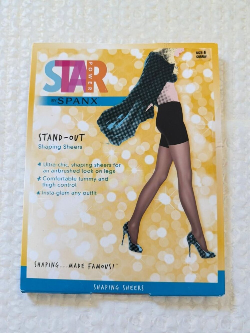 SPANX Star Black Stand Out Shaping Diamond Print Sheer Stockings Tights Sz E NWT